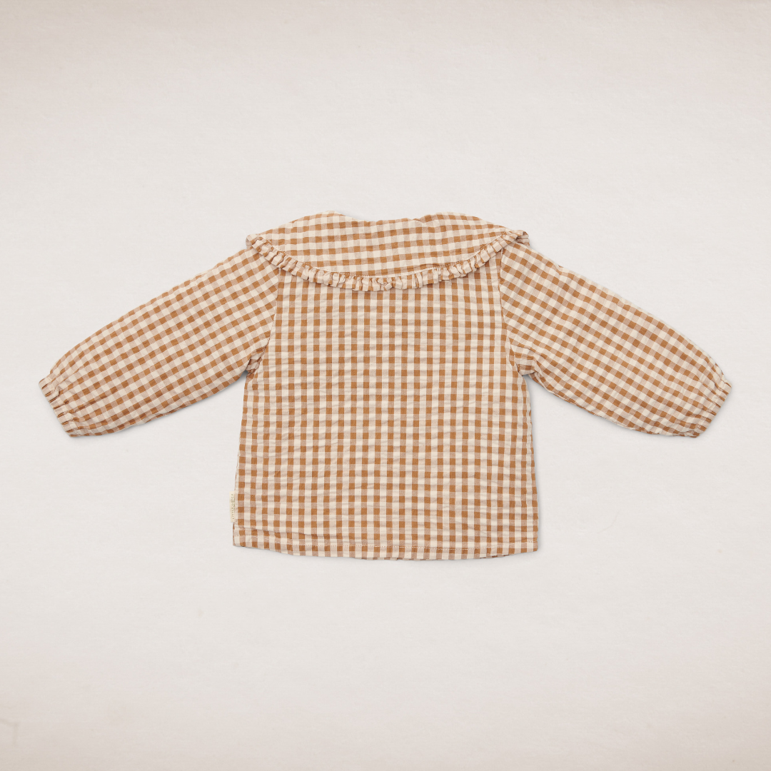 Brown Gingham Check Blouse