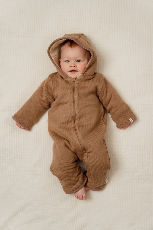 Knitted One Piece Pram Suit - Brown