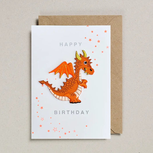 Iron on patch birthday Card - dragon